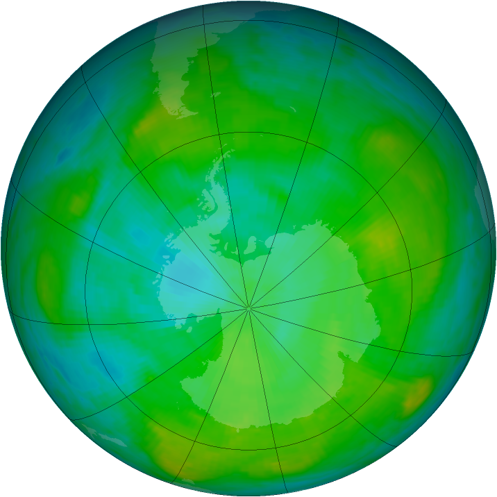 Antarctic ozone map for 06 February 1980